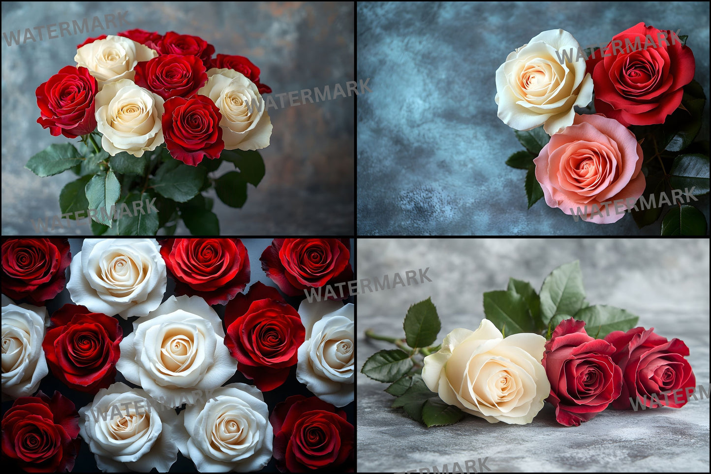 White Red Roses Photography Backdrop, Classic Floral Background, Wedding Photo Booth, Digital Download, for Stunning Portraits