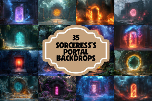 Sorceress���������s Portal Backdrops - Mystical, Glowing Fantasy Digital Backgrounds