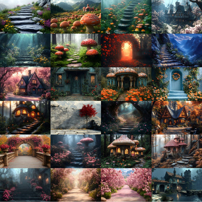 Alice in Wonderland Backdrop Set, Whimsical Digital Backgrounds for Photography, Fantasy Portrait Photography, Storybook Theme, Ratio