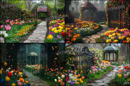 Wrought Iron Secret Garden Digital Backdrop, Fairytale Photography Background, Enchanted Garden Photo Background, Photography, Iron Gate Decor