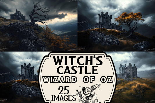 Witch's Castle Backdrops - Spooky Fantasy Photography Backgrounds - Gothic Moonlight Scenes - Halloween, Gothic, Wizard of Oz Collection