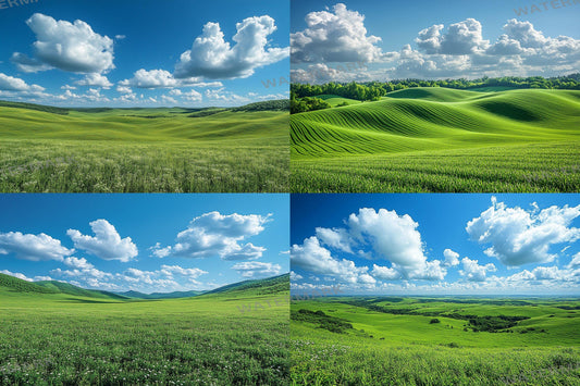 Lush Green Pastures Backdrops - Vibrant Scenic Hills & Fields, Photography Backgrounds - Green Field Backgrounds - Green Grass Backdrop