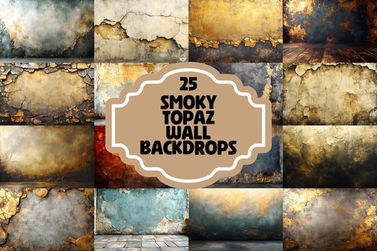 Smoky Topaz Wall Backdrops - Vintage Textured Digital Backgrounds