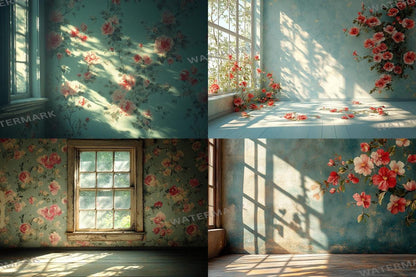 Vintage Floral Wallpaper Photography Backdrops - Textured Digital Art Aesthetic for Artists  Designers - 00x00px PNGs