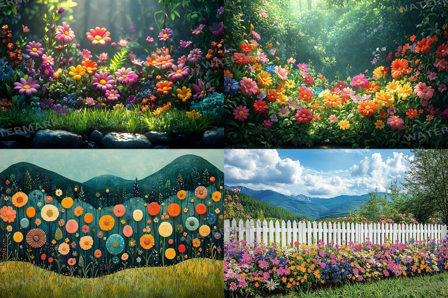 Whimsical Flower Garden Backdrops ��������� Lush Floral Photography Backdrops for Dreamy & Ethereal Portraits - Floral Backdrops and Backgrounds