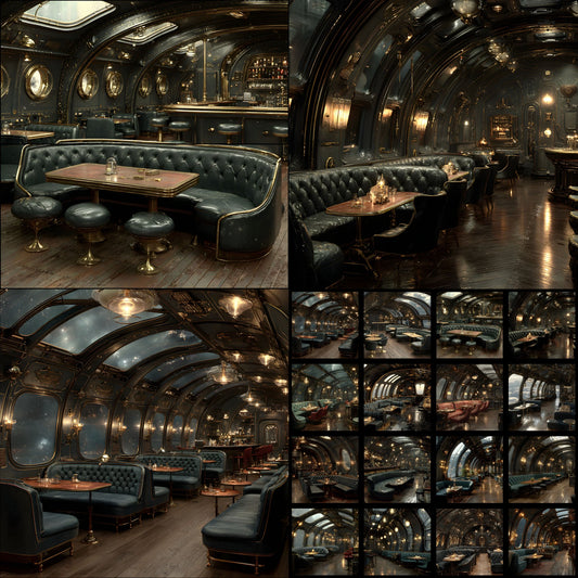 Steampunk Airship Bar Digital Backdrop, Vintage Aviation Background for Photography, Unique Square Photo Booth Prop, Fantasy Steampunk Design
