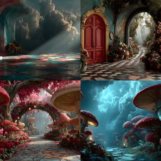 Alice in Wonderland Backdrop Digital Download, Whimsical Background for Photography, Fantasy Photo Prop, Storybook Party Decor, Printable Art