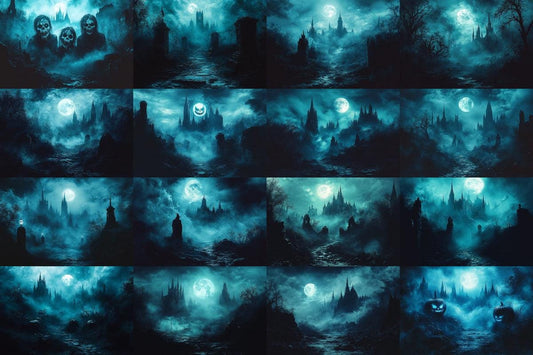 Halloween Monster Scene Backdrops, Spooky Creature Dark Horror Digital Background, Creepy Haunted Fantasy Halloween Photography Backdrops