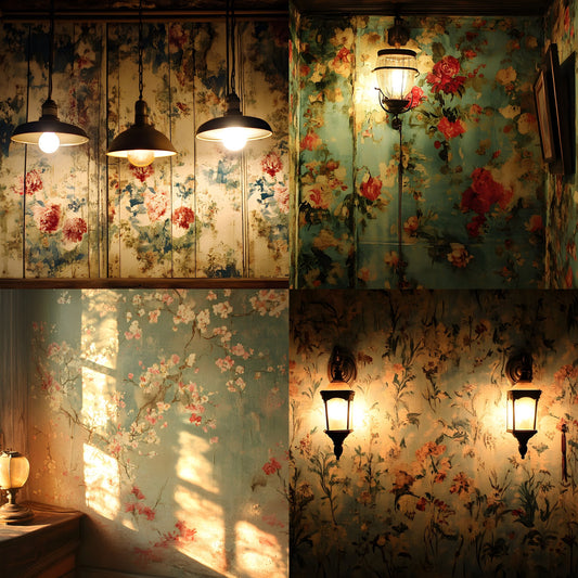 Vintage Wallpaper Room Digital Backdrop, Photography Backgrounds, Antique Interior Photo Prop, High-Res Image for Photographers