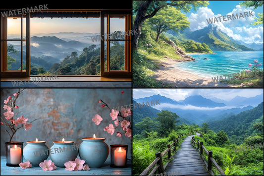 Yoga Retreat Digital Backdrop, Studio Backgrounds, Serene Photography, Meditation Photo Overlays, Wellness Brand Imagery, Zen Decor