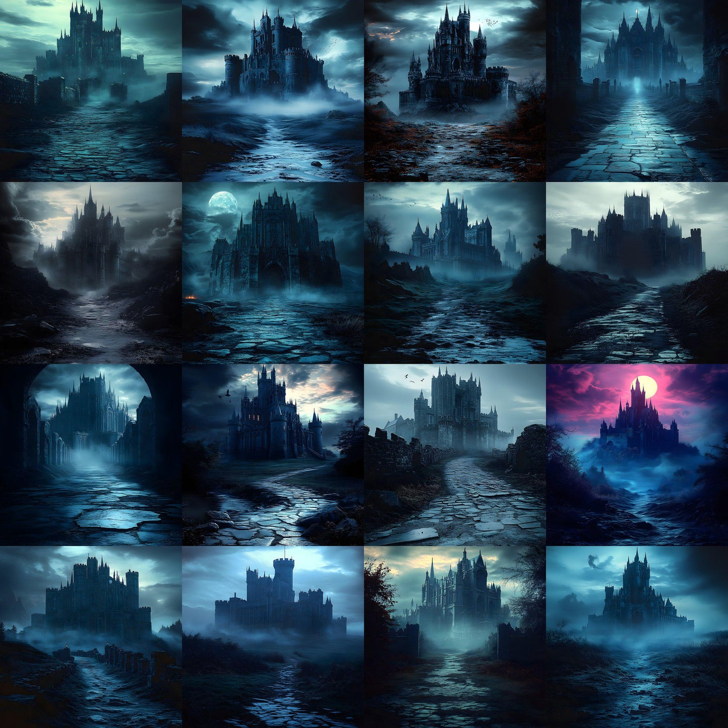 Castle Backdrops | Fantasy Castle Backgrounds | Medieval Scenes - Gothic, Halloween, Witchcraft Castle Backgrounds - Digital Backdrops