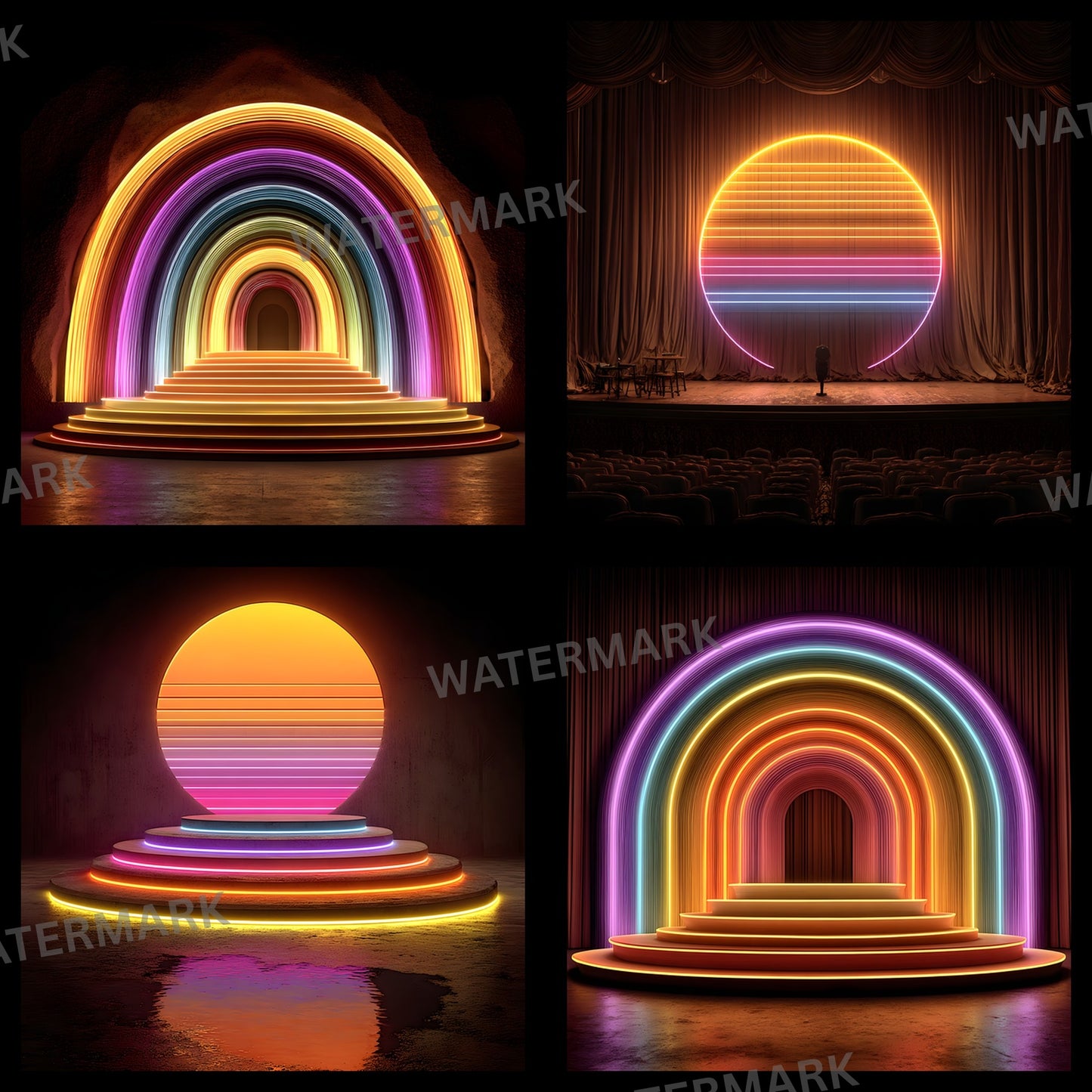 Neon Party Backdrop, Vibrant Stage Background, Digital Download for Events, Photography, and Eye-Catching Designs, Images