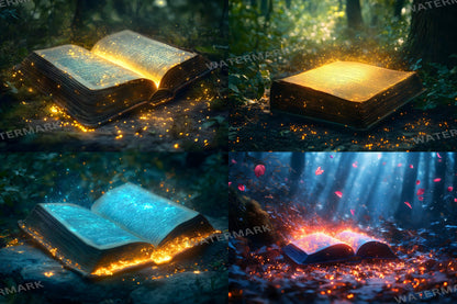 Books Wonderland Enchantments Digital Backdrop Set - Magical Glowing Book Backgrounds for Fantasy Fairy Tale Photoshop Composite Photography