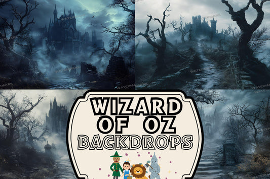 Wizard of Oz Wicked Witch Castle Backdrop - Twisted Forest Path Digital Background - Spooky Oz Scene, Photography, Storybook Backgrounds