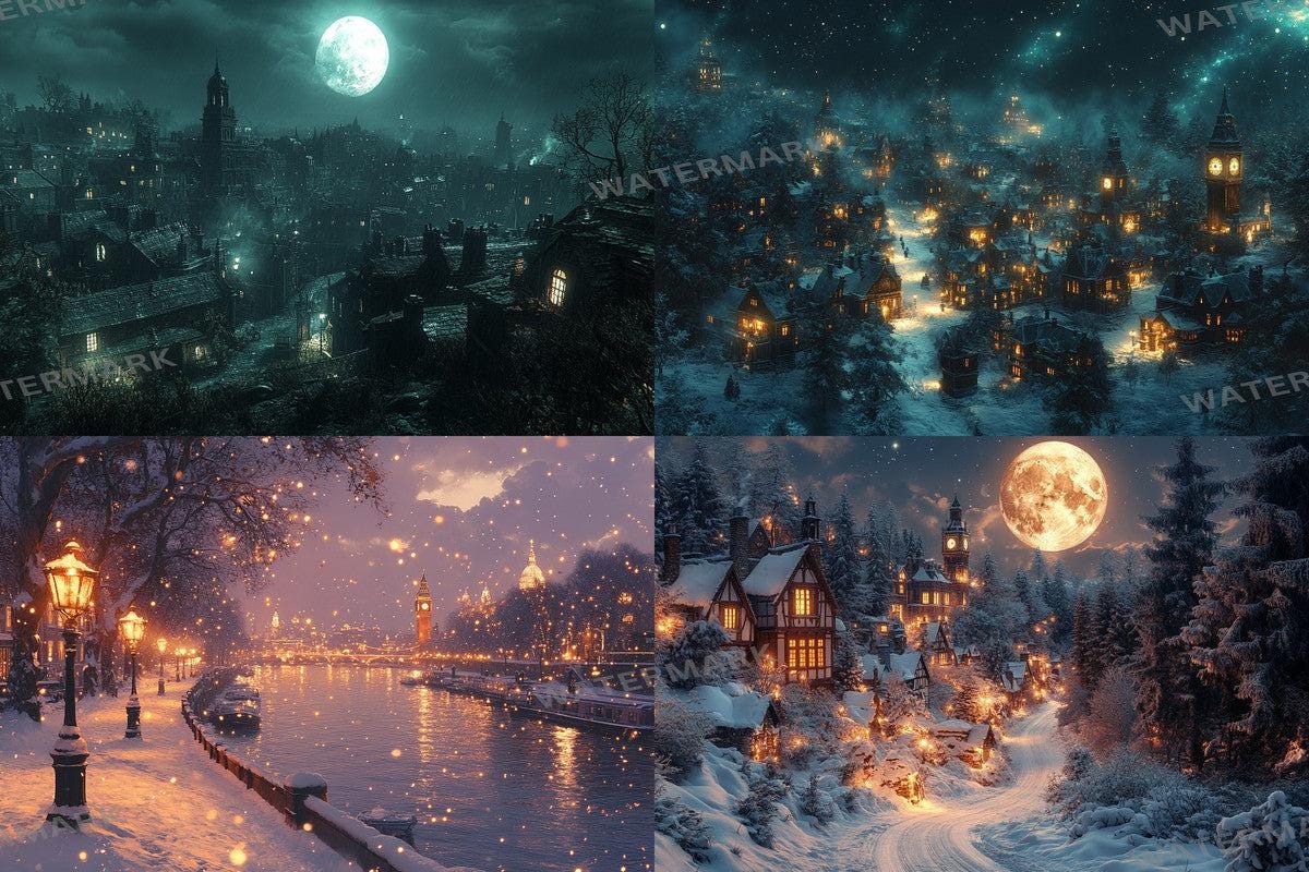 VICTORIAN LONDON BACKDROP - Night Photography Overlay for Photoshop