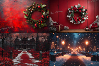 Christmas Backdrop, Digital Backdrop, Santa Christmas Backdrop For Kids Family, Festive Digital Download Christmas Background