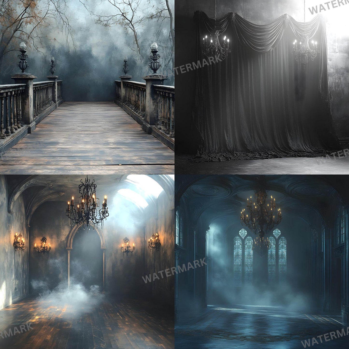Gothic Digital Backdrops | Dramatic Photoshop Overlays for Dark Photography, Fine Art Portraits & Halloween Themes, Gothic Backgrounds