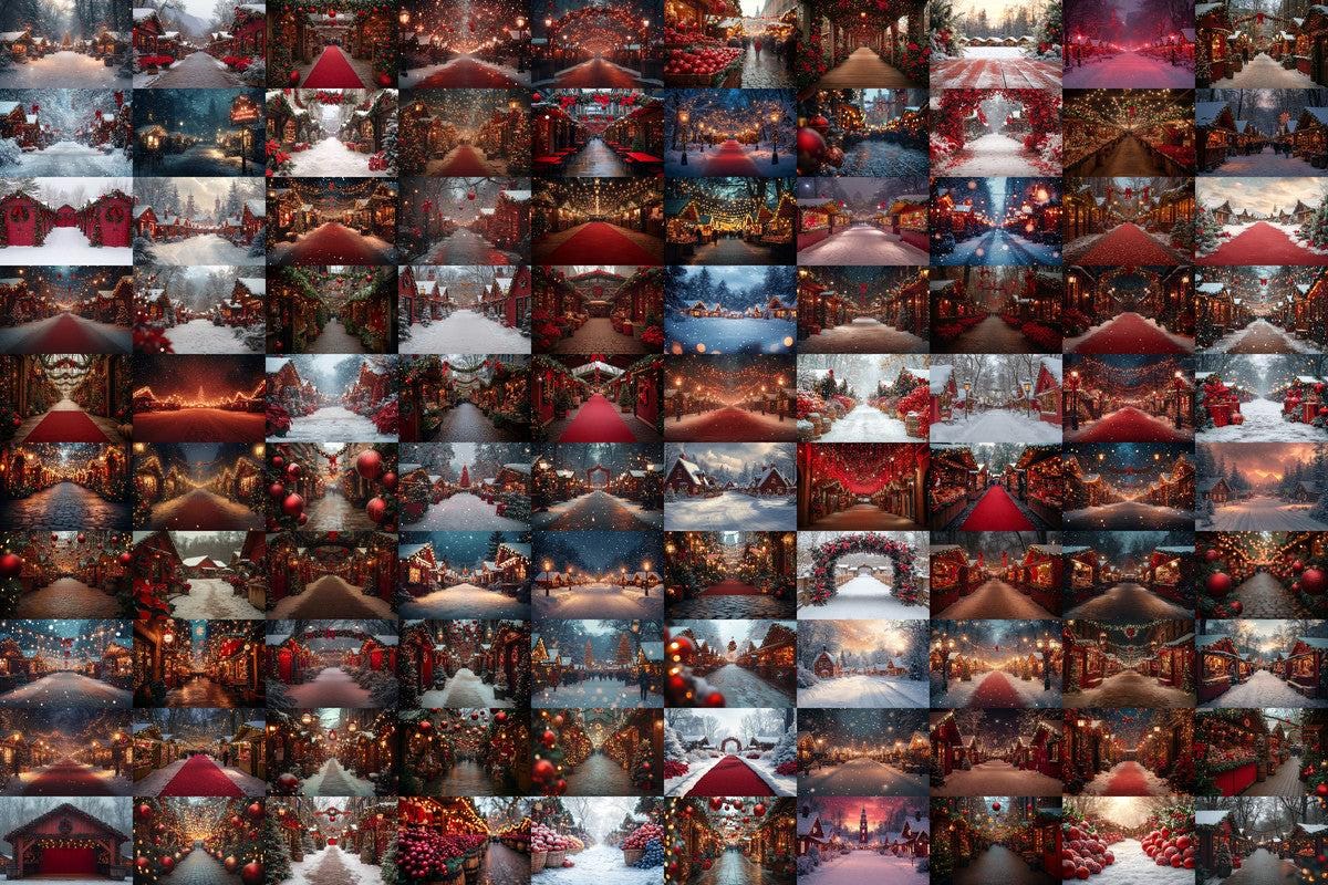 Warm Christmas Market Scene Photography Backdrops - 00x00px PNGs for Digital Artists  Designers