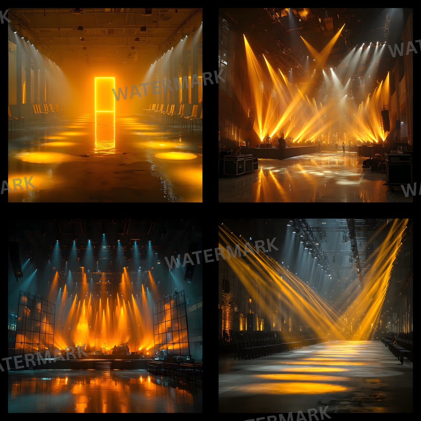 Yellow K-Pop Stage Digital Backdrop, Vibrant Music Show Background, Square Photo Booth Prop, Idol Concert Photography, Online Party Stream Image