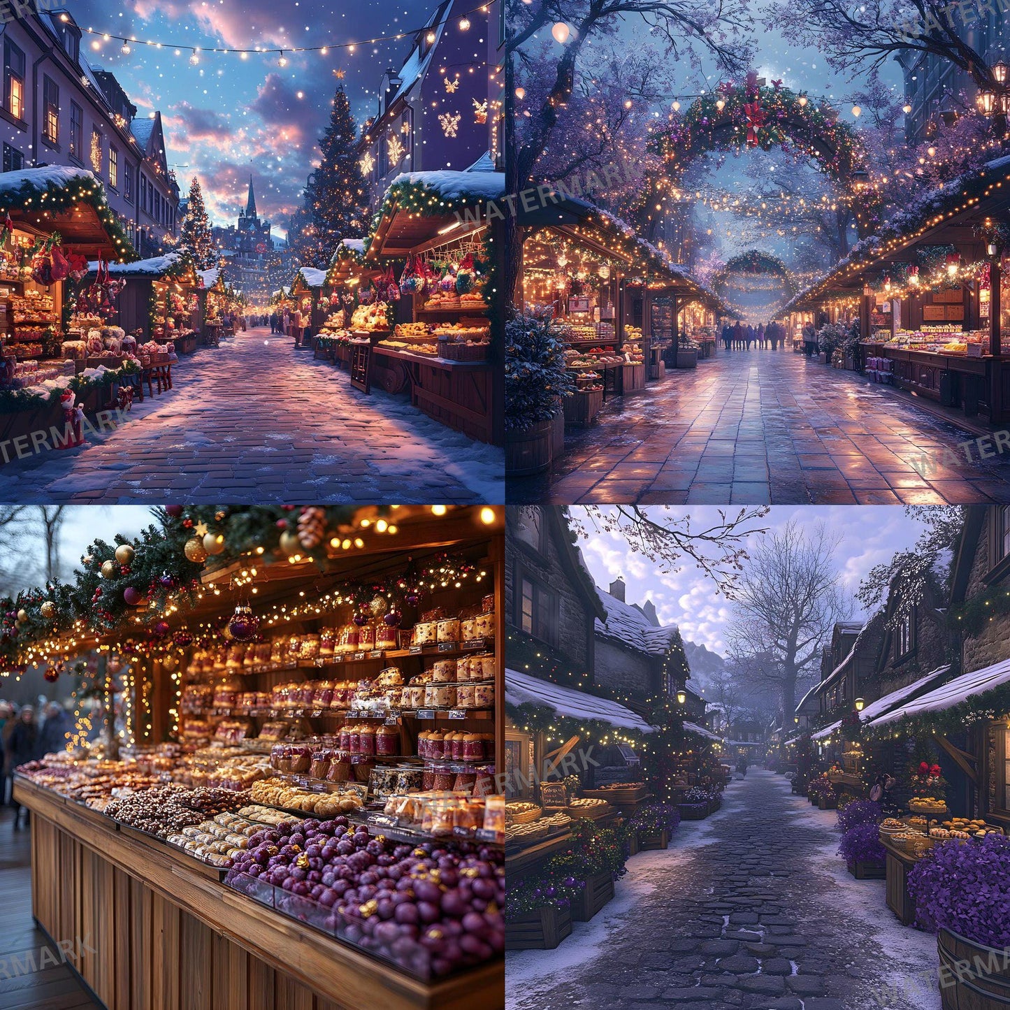 Amethyst Christmas Backdrops | Violet, Purple Christmas Festive Backdrops, Holiday Season Christmas Background