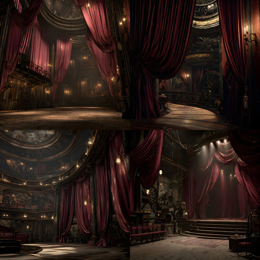 Abandoned Victorian Theater Digital Backdrop, Moody Interior Photography Background, Stage Set, Gothic Theater Design, Dark Academia Digital Art