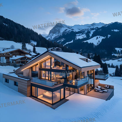 Alpine Chalet Digital Backdrop, Cozy Fireplace Background, Winter Holiday Photography Prop, Christmas Scene Setter, for Social Media