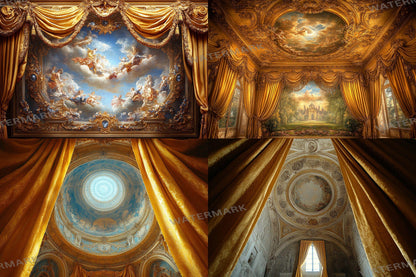 Baroque Regal Fresco Backdrops, Digital Renaissance Backgrounds, Grand Hall Photography Props, Printable Ornate Wallpapers, Royal Palace