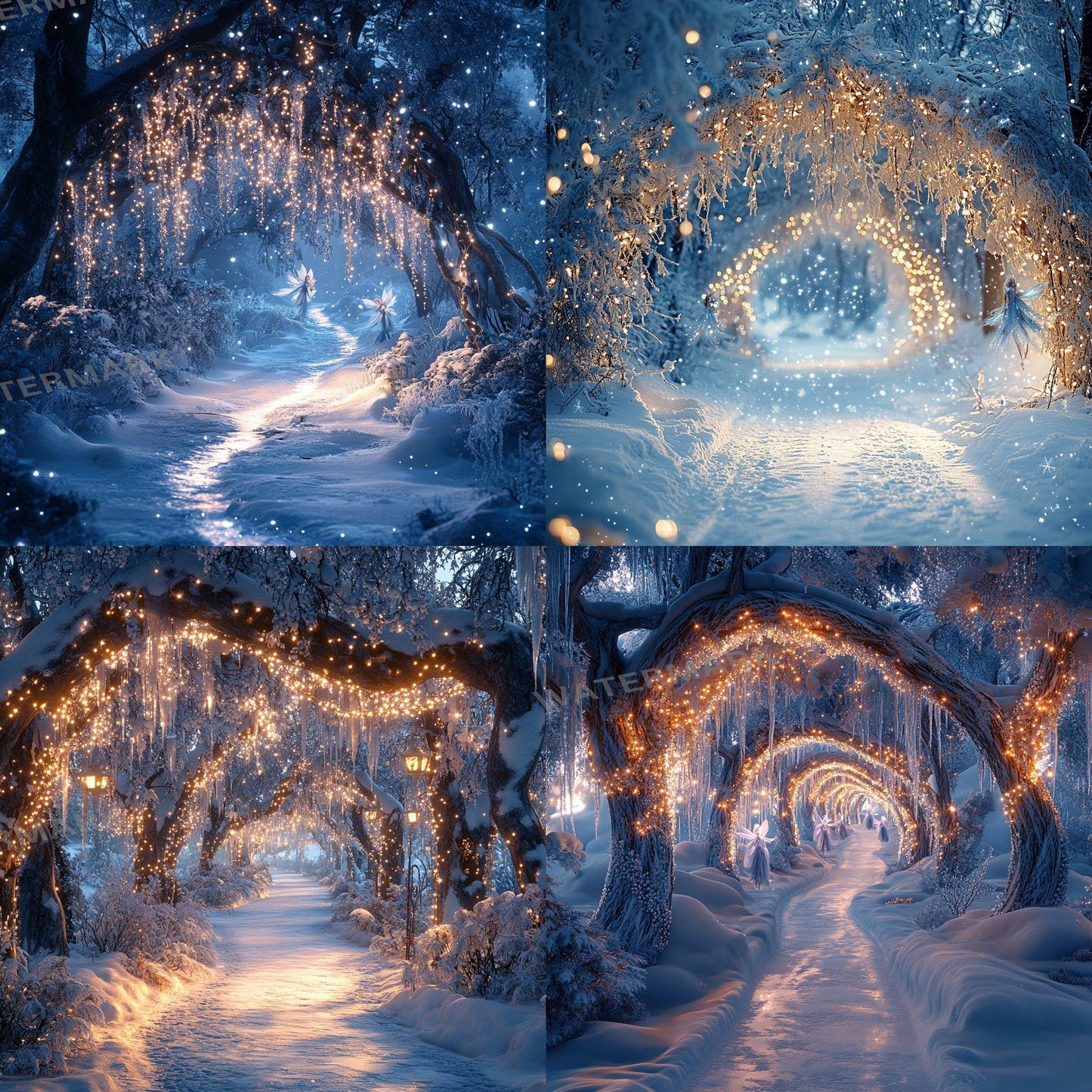 Frosty Fairy Winter Wonderland Digital Backdrops: 1Enchanted Winter Scenes, Photography Composites, Christmas, Xmas - Winter Backdrops