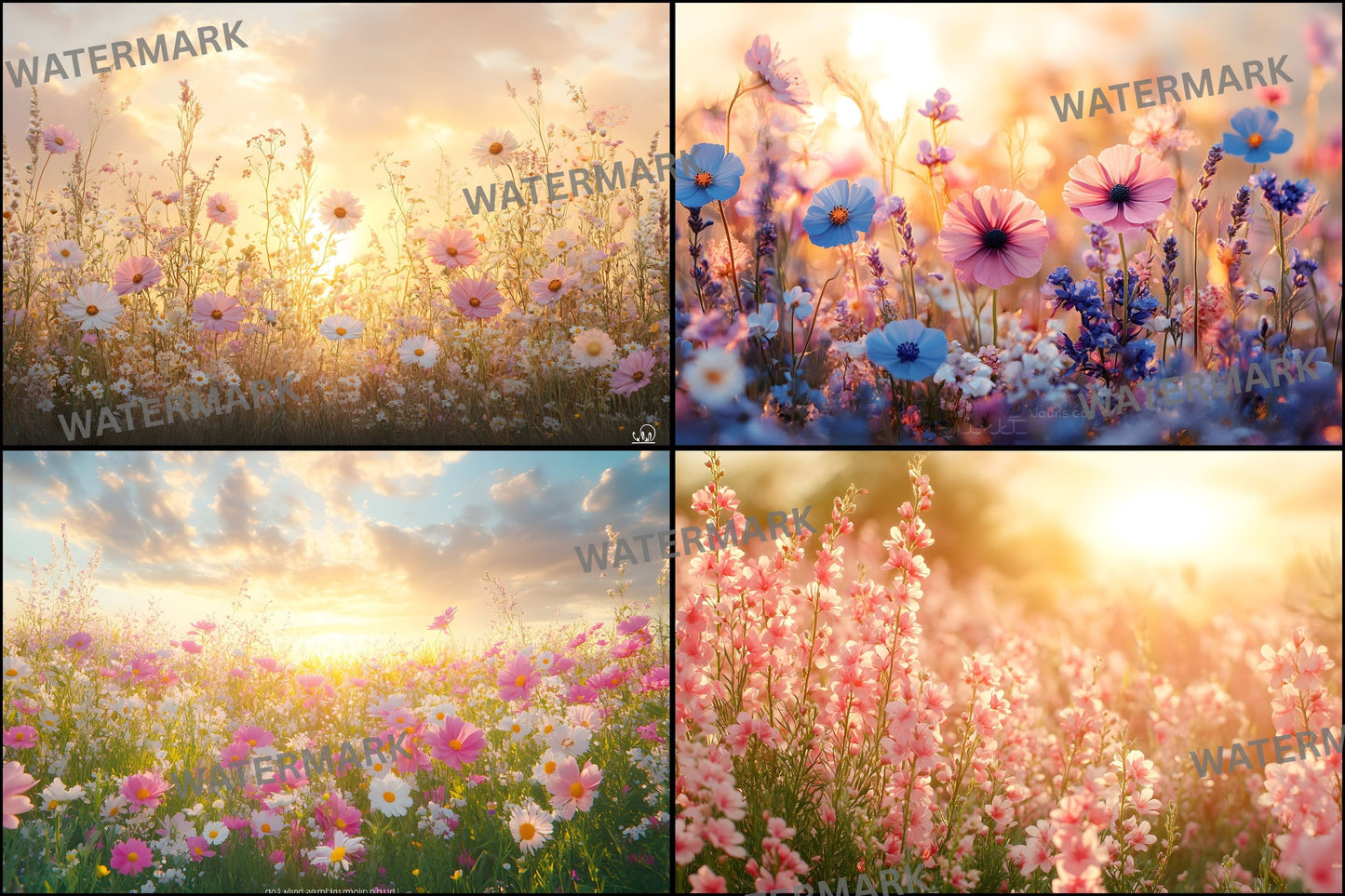 Wildflower Meadow Digital Backdrop, Dreamy Spring Photography Background, Photo Overlay, Floral Portrait Backdrop, High-Res Image0418