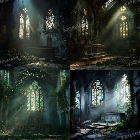 Fallen Chapel Backgrounds - Photography Backdrops - Photoshop Composites - High-Resolution - Gothic Backdrops - Wallpaper Background