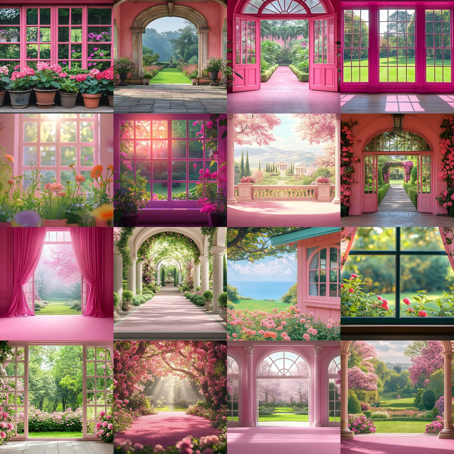 Royal Pink Garden Digital Backdrop, Fairytale Floral Background for Photography, Enchanted Princess Portrait, Photo Booth Prop, Dreamy Scene