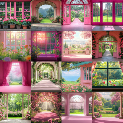 Royal Pink Garden Digital Backdrop, Fairytale Floral Background for Photography, Enchanted Princess Portrait, Photo Booth Prop, Dreamy Scene
