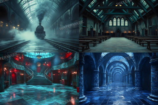 Wizarding School Scene Collection - 9Magical PNG Backdrops for Enchanting Designs - 00x00px Commercial Use Allowed