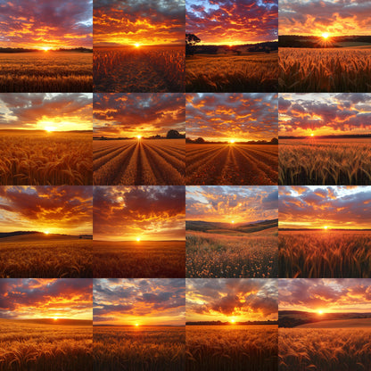Warm Sunset Photography Backdrop, Golden Hour Digital Background for Portraits, Square Format Photo Booth Prop, Dreamy Sky Photography Resource