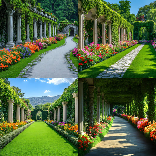Baroque Garden Stone Columns Digital Backdrop, Elegant Photography Background, Scene, Fairytale Photo Prop, Wedding Portrait Image