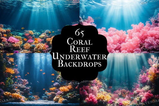 Vibrant Coral Reef Underwater Photography Backdrops: Colorful Marine Digital Backdrops for Immersive Scenes & Aquatic Photography