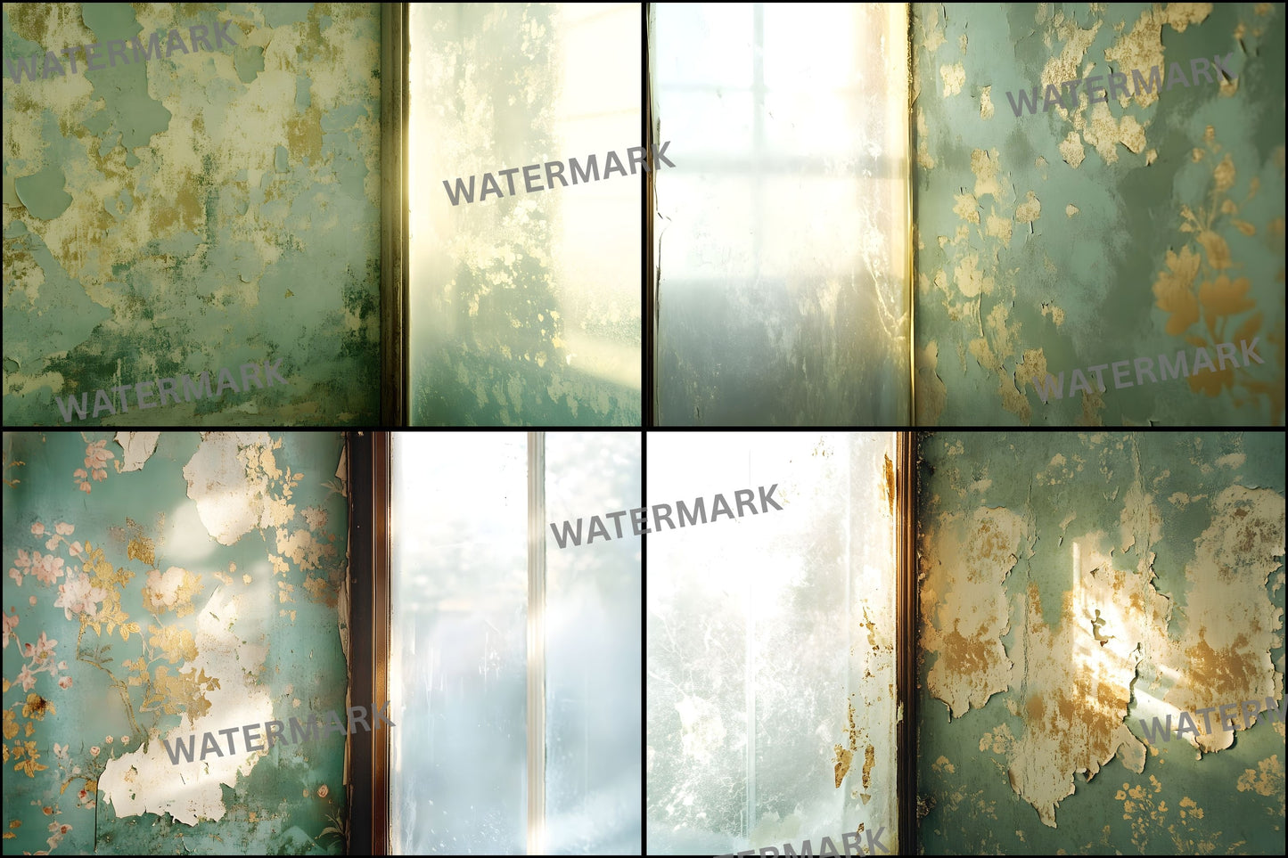 Worn Vintage Wallpaper Digital Backdrop, Diffused Light Photography Background, Photo Booth Prop, Textured Paper Photography Backdrop
