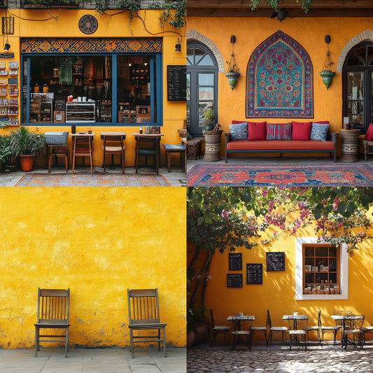 Yellow Middle Eastern Cafe Backdrop, Digital Download, Photography Background, Arabian Nights Theme, Exotic Decor, Virtual Studio Prop