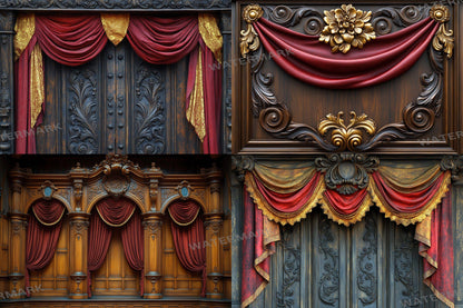 Antique Carved Panels Digital Backdrops - 3High-Resolution PNGs 00x00px for Photography - Commercial Use Allowed