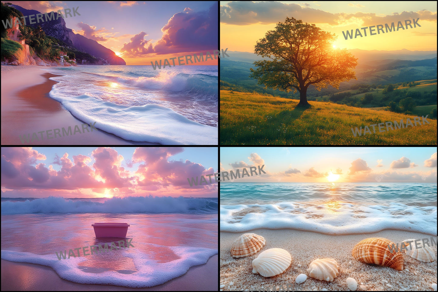 Sunset Photography Backdrop Bundle, Golden Hour Digital Backgrounds, Photo Overlays, Dreamy Sky Textures, Scenic Photography Resources
