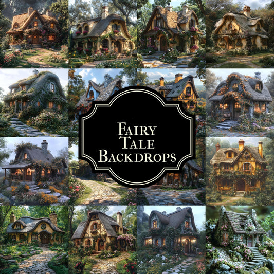 Fairy Tale Backdrops - Digital Cottage Backgrounds, Whimsical Photography & Enchanted Photo Shoots - Magical Cottage Backdrops