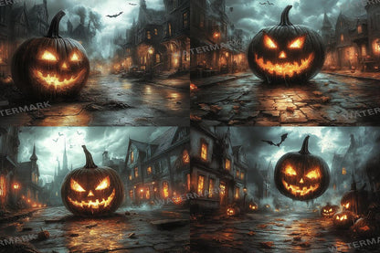 Halloween Monster Scene Digital Backdrops  2High-Resolution PNG Photography Backgrounds for Creative Photo Editing  Master Overlay Effect