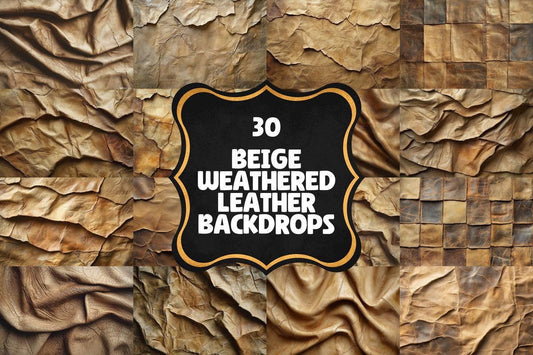 Beige Weathered Leather Digital Photography Backdrops PNGs - 00x00px Warm Aesthetic for Commercial Use
