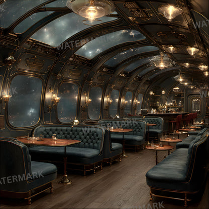Steampunk Airship Bar Digital Backdrop, Vintage Aviation Background for Photography, Unique Square Photo Booth Prop, Fantasy Steampunk Design