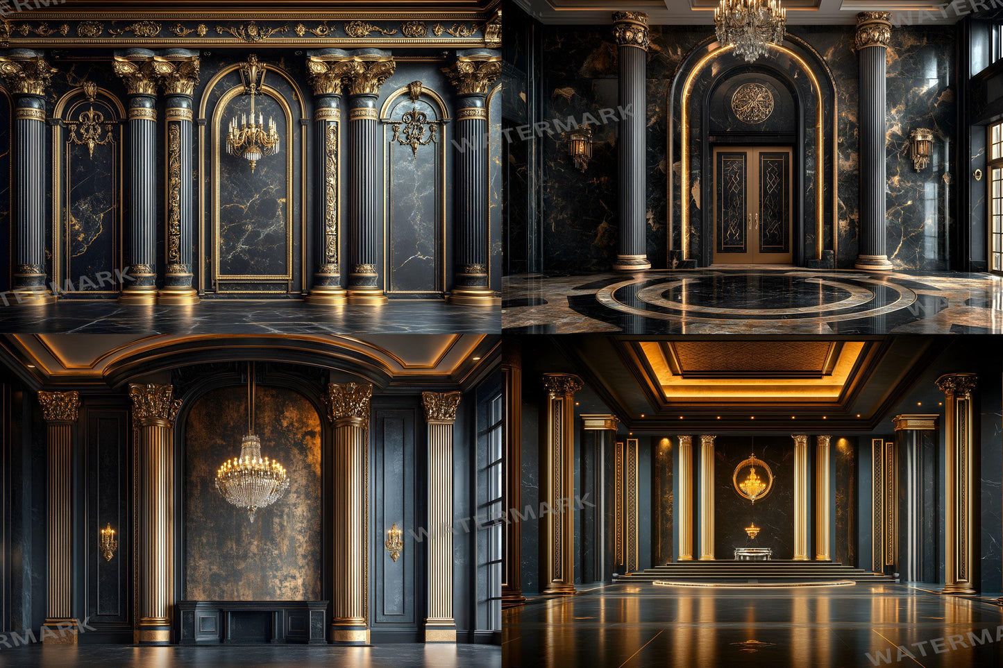 Deco Glamour Backdrops, Art Deco Photoshop Backgrounds, Luxury Overlays, Wedding Backdrop - Maternity Backdrops - Luxury Room Backgrounds