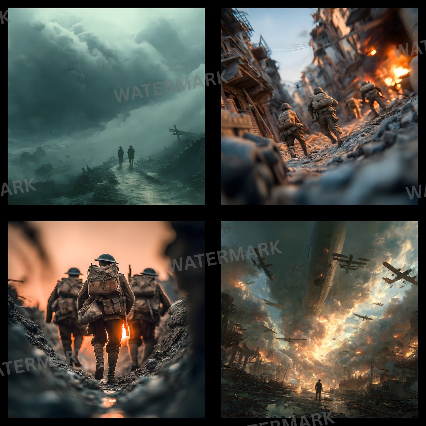 World War Battlefield Digital Backdrop, Grunge Photography Background, Military Photo Prop, for Social Media, Dramatic Scene Setter