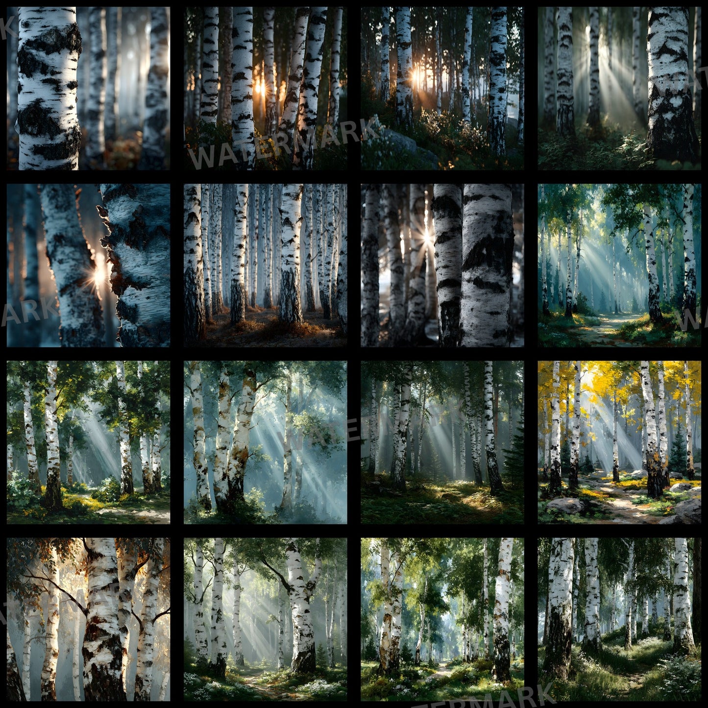 White Birch Forest Digital Backdrop, Grove Photography Background, Fairytale Scene, Photo Prop, Magical Woodland Portrait, SQBD