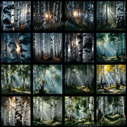 White Birch Forest Digital Backdrop, Grove Photography Background, Fairytale Scene, Photo Prop, Magical Woodland Portrait, SQBD