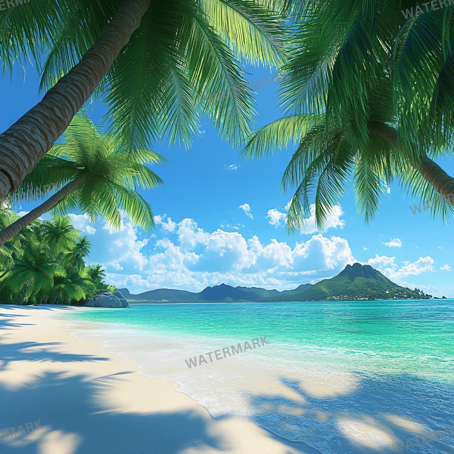 TROPICAL PHOTOGRAPHY BACKDROPS Digital Backgrounds for Photography, Bright Colorful Beaches, Palm Trees, Oceans & Floral Scene Overlays