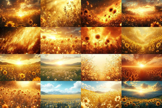 Warm Aesthetic Sunflower Field Glow Backdrops for Photographers  Designers - 00x00px PNGs Commercial Use Allowed